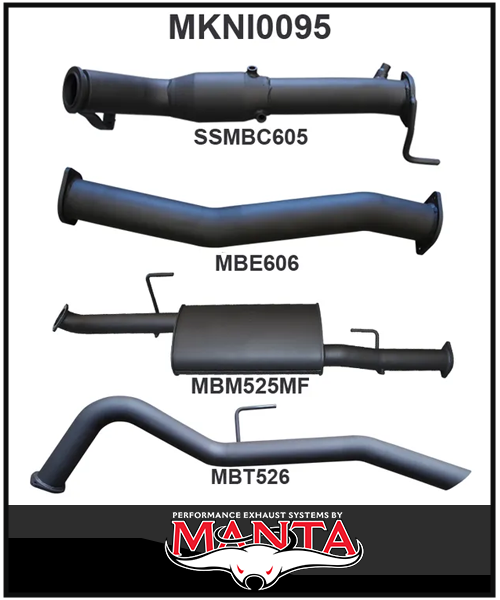 MANTA 3" TURBO BACK EXHAUST WITH CAT/MUFFLER FITS NISSAN NAVARA D23 NP300 2.3L TD 4CYL 2015-ON (MKNI0095)