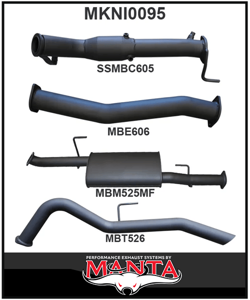 MANTA 3" TURBO BACK EXHAUST WITH CAT/MUFFLER FITS NISSAN NAVARA D23 NP300 2.3L TD 4CYL 2015-ON (MKNI0095)