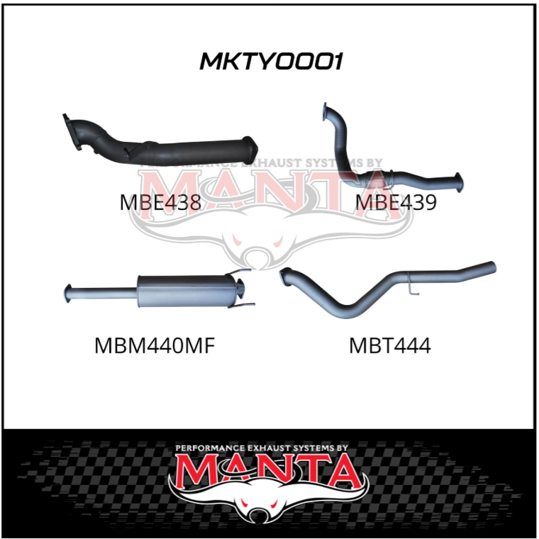 MANTA 3" TURBO BACK WITH MUFFLER EXHAUST SYSTEM FITS TOYOTA HILUX KZN165R 3.0L TD 1999-2005 (MKTY0001)