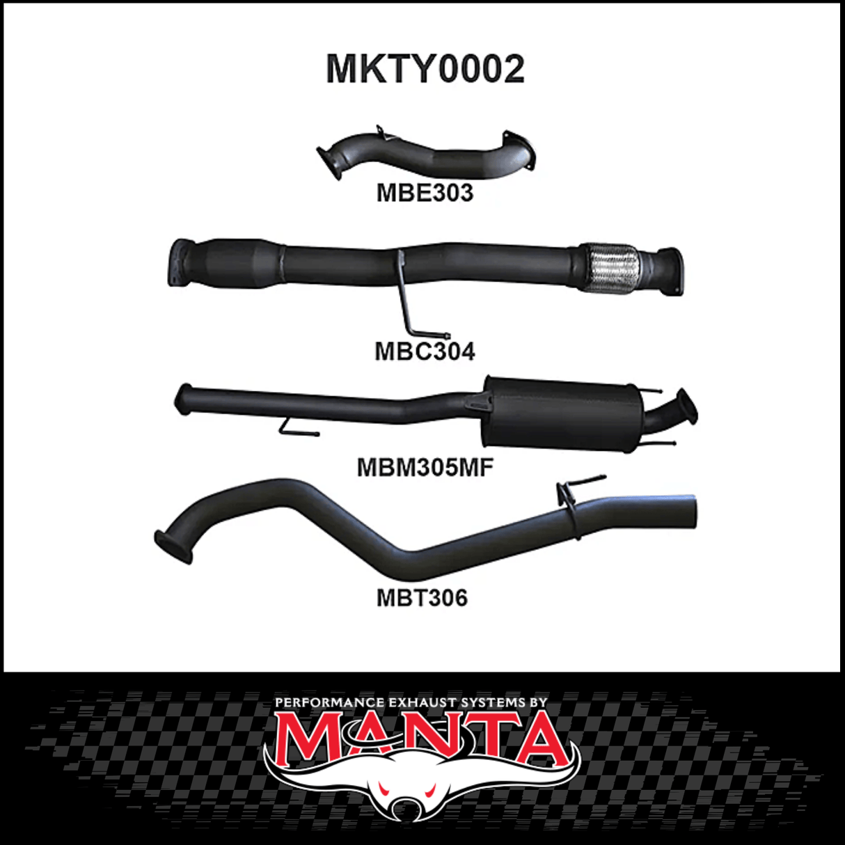 MANTA 3" STAINLESS STEEL TURBO BACK EXHAUST SYSTEM FITS TOYOTA HILUX KUN26R N70 3.0L 4CYL 2005-2015