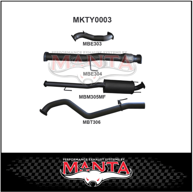 MANTA 3" STAINLESS STEEL TURBO BACK EXHAUST SYSTEM FITS TOYOTA HILUX KUN26R N70 3.0L 4CYL 2005-2015