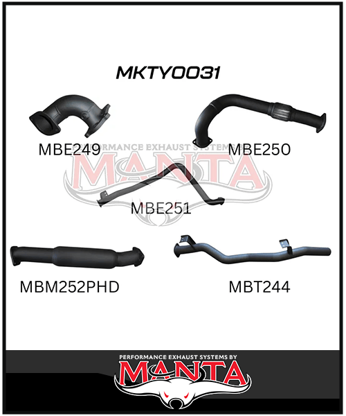 MANTA 3" TURBO BACK EXHAUST SYSTEM WITH HOTDOG FITS TOYOTA LANDCRUISER HDJ79R 4.2L 1HD TURBO 2001-2007 (MKTY0031)