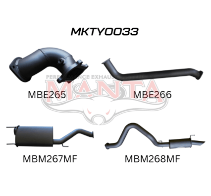 MANTA 3" TURBO BACK EXHAUST SYSTEM WITH 2 MUFFLERS FITS TOYOTA LANDCRUISER HDJ100R 4.2L 1HD TURBO 1998-2007 (MKTY0033)