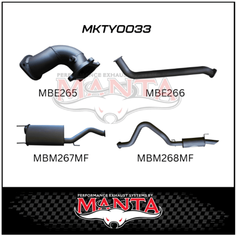MANTA 3" TURBO BACK EXHAUST SYSTEM WITH 2 MUFFLERS FITS TOYOTA LANDCRUISER HDJ100R 4.2L 1HD TURBO 1998-2007 (MKTY0033)