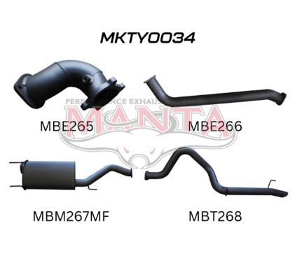 MANTA 3" TURBO BACK EXHAUST SYSTEM WITH 1 MUFFLER FITS TOYOTA LANDCRUISER HDJ100R 4.2L 1HD TURBO 1998-2007 (MKTY0034)