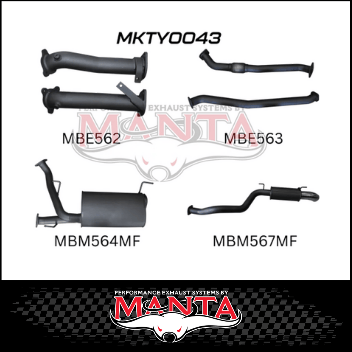 MANTA 2.5" TWIN INTO 3" TURBO BACK EXHAUST SYSTEM FITS TOYOTA LANDCRUISER VDJ200R 2007-2015 - CATS/NO MUFFLERS (MKTY0041)