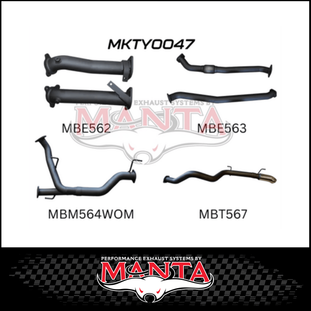 MANTA 2.5" TWIN INTO 3" TURBO BACK EXHAUST SYSTEM FITS TOYOTA LANDCRUISER VDJ200R 2007-2015 - CATS/NO MUFFLERS (MKTY0041)