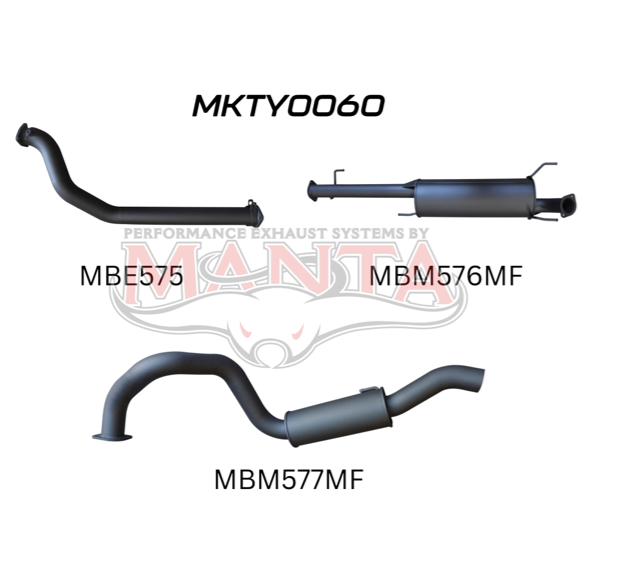 MANTA 3" TURBO BACK EXHAUST SYSTEM NO CAT WITH MUFFLERS FITS TOYOTA PRADO KDJ120R KDJ150R 3.0L 4CYL 9/2007-9/2015 (MKTY0060)