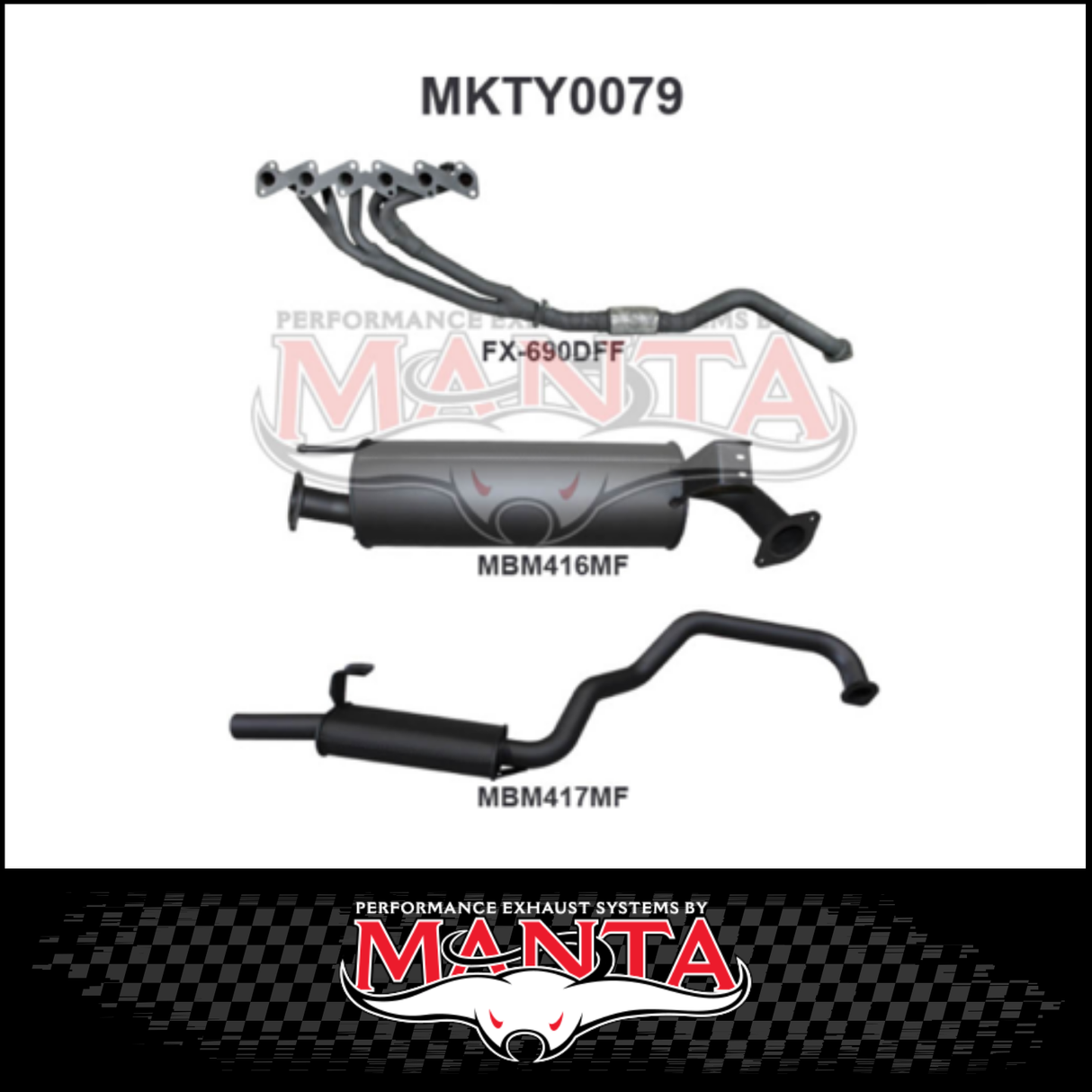 MANTA STAINLESS STEEL EXTRACTORS & 2.5" EXHAUST SYSTEM FITS TOYOTA LANDCRUISER HZJ105R 4.2L 1HZ 1998-2007