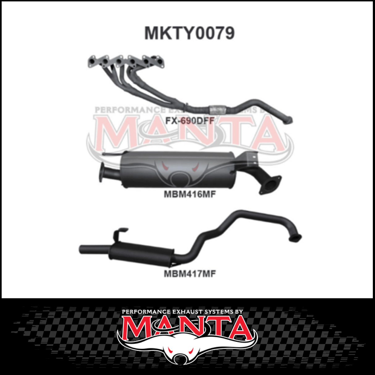 MANTA STAINLESS STEEL EXTRACTORS & 2.5" EXHAUST SYSTEM FITS TOYOTA LANDCRUISER HZJ105R 4.2L 1HZ 1998-2007