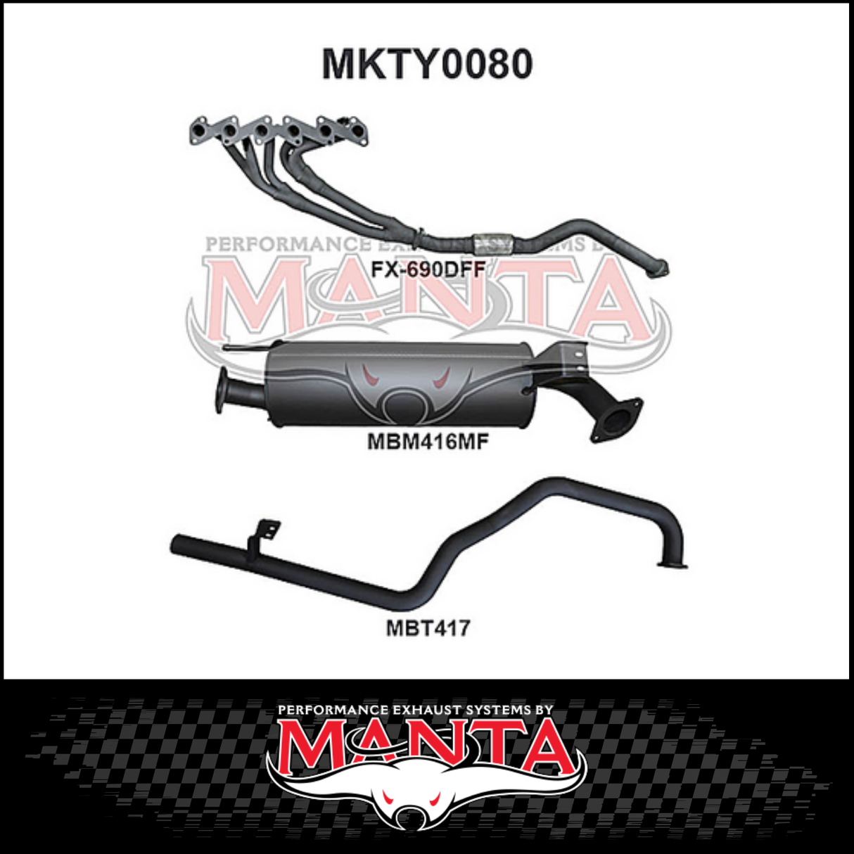 MANTA STAINLESS STEEL EXTRACTORS & 2.5" EXHAUST SYSTEM FITS TOYOTA LANDCRUISER HZJ105R 4.2L 1HZ 1998-2007