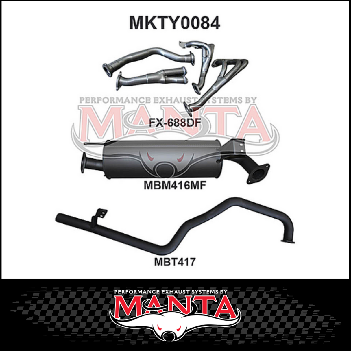 MANTA EXTRACTORS & 2.5" EXHAUST SYSTEM FITS TOYOTA LANDCRUISER FZJ105R 4.5L 1FZ 1998-2002 (MKTY0084)