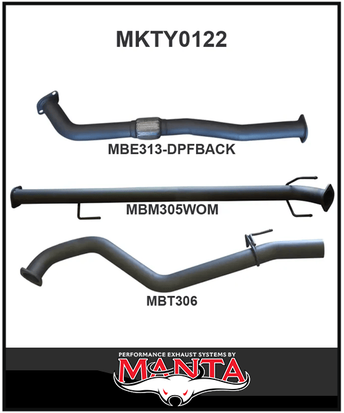 MANTA 3" DPF BACK EXHAUST SYSTEM FITS TOYOTA HILUX GUN126R N80 2.8L 2015-ON