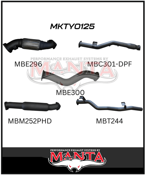 MANTA 3" TURBO BACK EXHAUST SYSTEM (DPF DELETE) FITS TOYOTA LANDCRUISER VDJ79R 4.5L V8 2016-2025