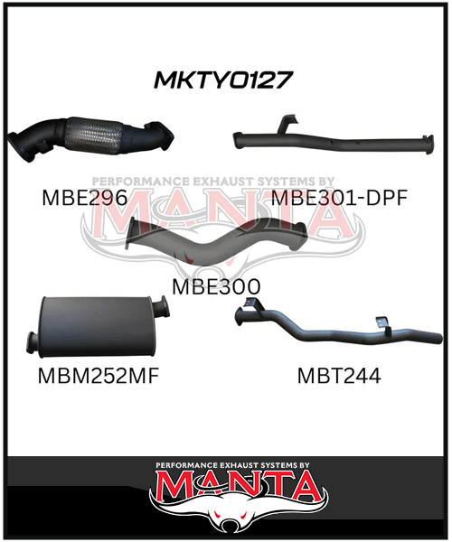 MANTA 3" TURBO BACK EXHAUST SYSTEM (DPF DELETE) FITS TOYOTA LANDCRUISER VDJ79R 4.5L V8 2016-2025