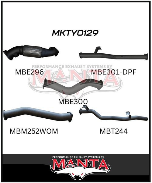 MANTA 3" TURBO BACK EXHAUST SYSTEM (DPF DELETE) FITS TOYOTA LANDCRUISER VDJ79R 4.5L V8 2016-2025