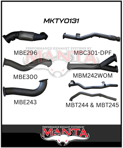 MANTA TWIN 3" TURBO BACK EXHAUST SYSTEM (DPF DELETE) FITS TOYOTA LANDCRUISER VDJ79R 4.5L V8 2016-2025