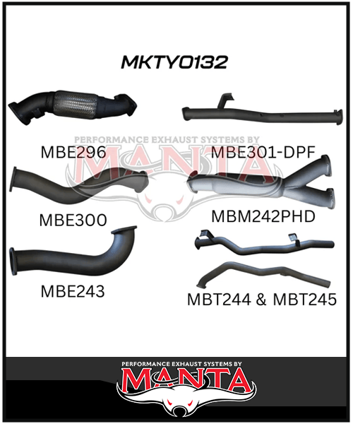 MANTA TWIN 3" TURBO BACK EXHAUST SYSTEM (DPF DELETE) FITS TOYOTA LANDCRUISER VDJ79R 4.5L V8 2016-2025