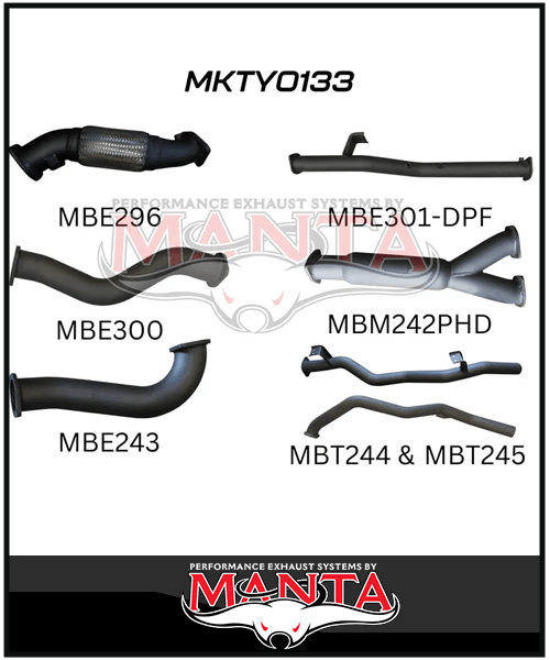 MANTA TWIN 3" TURBO BACK EXHAUST SYSTEM (DPF DELETE) FITS TOYOTA LANDCRUISER VDJ79R 4.5L V8 2016-2025