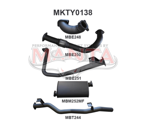 MANTA 3" TURBO BACK EXHAUST SYSTEM WITH MUFFLER FITS TOYOTA LANDCRUISER HZJ79R 4.2L 1HZ WITH DTS TURBO 1999-2007 (MKTY0138)