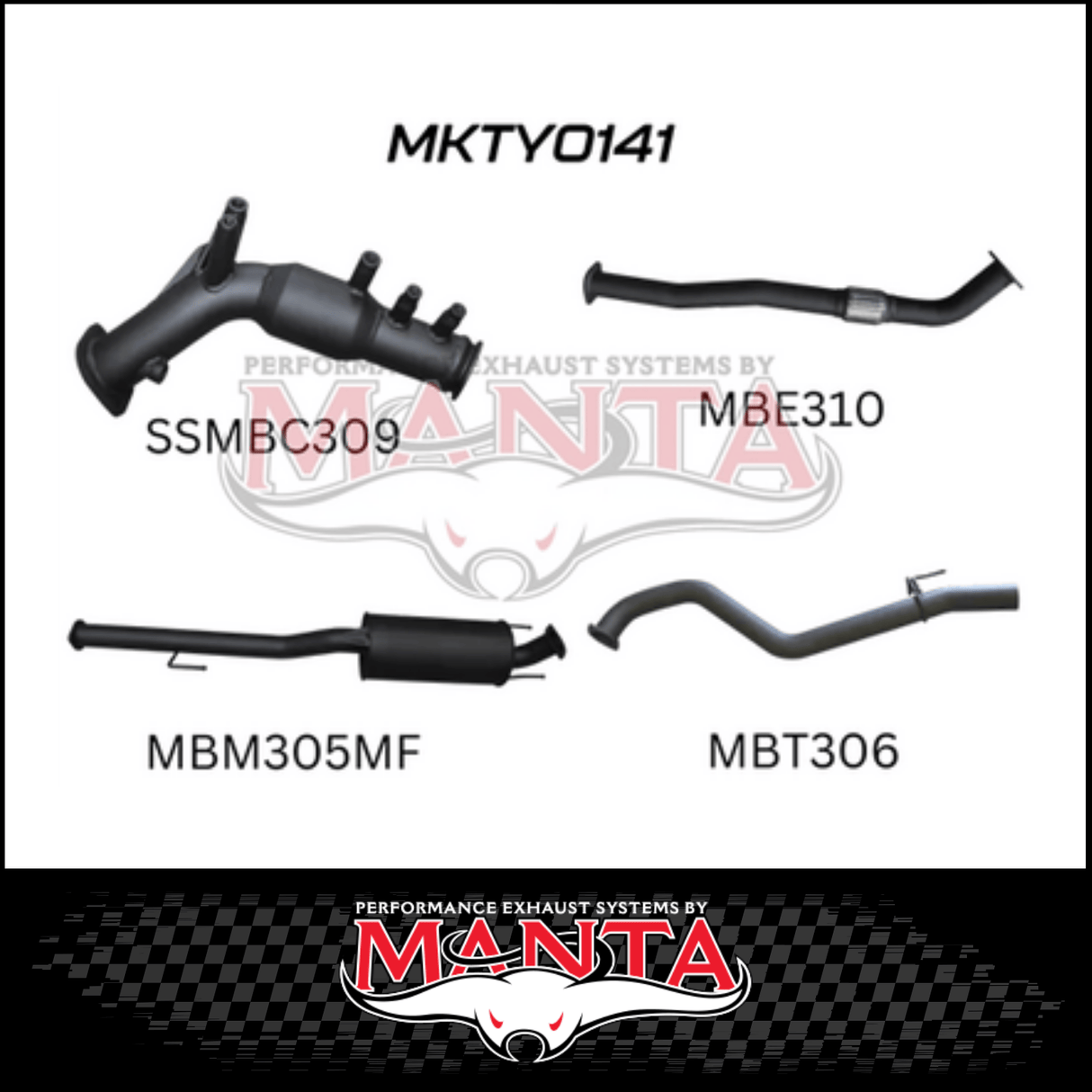 MANTA 3" TURBO BACK EXHAUST SYSTEM FITS TOYOTA HILUX GUN126R 2.8L N80 2015-ON