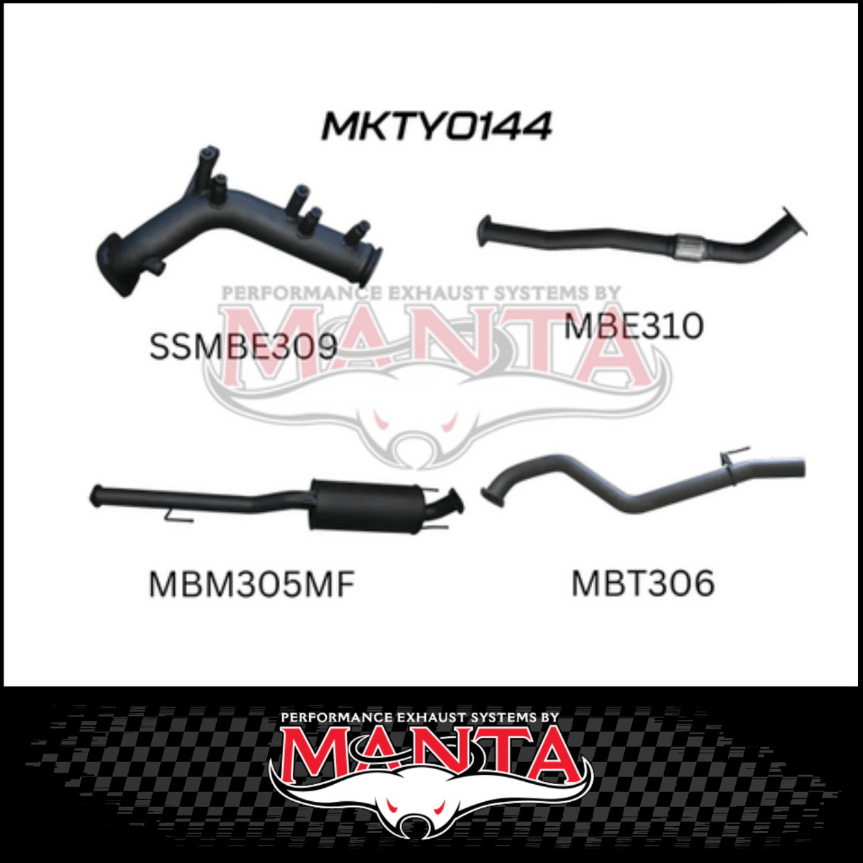 MANTA 3" TURBO BACK EXHAUST SYSTEM FITS TOYOTA HILUX GUN126R 2.8L N80 2015-ON