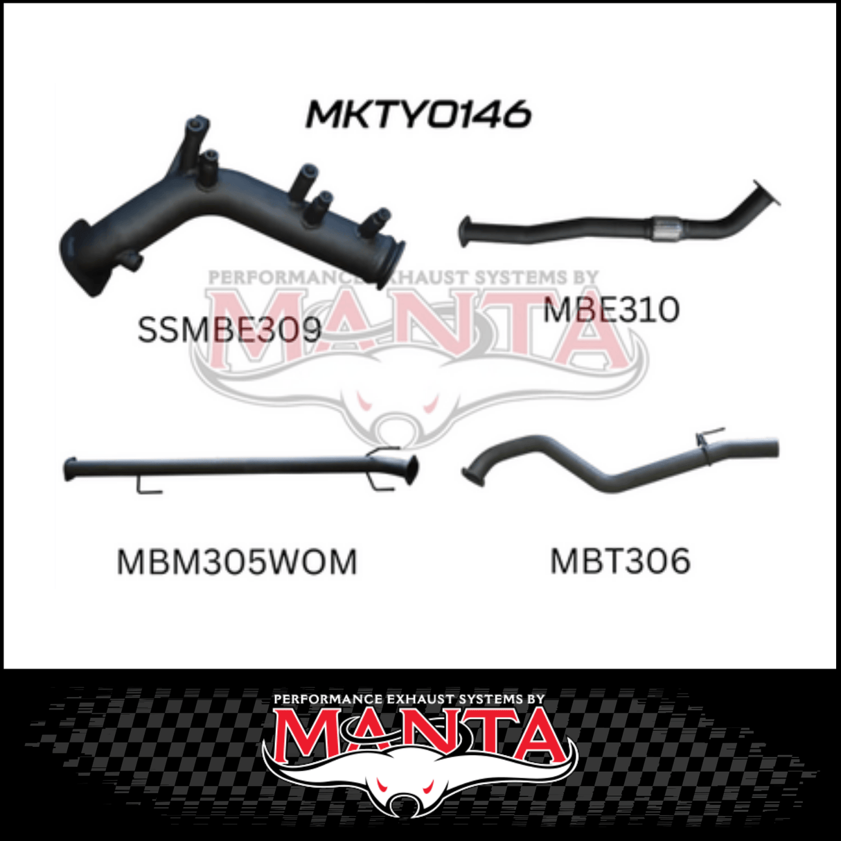 MANTA 3" TURBO BACK EXHAUST SYSTEM FITS TOYOTA HILUX GUN126R 2.8L N80 2015-ON