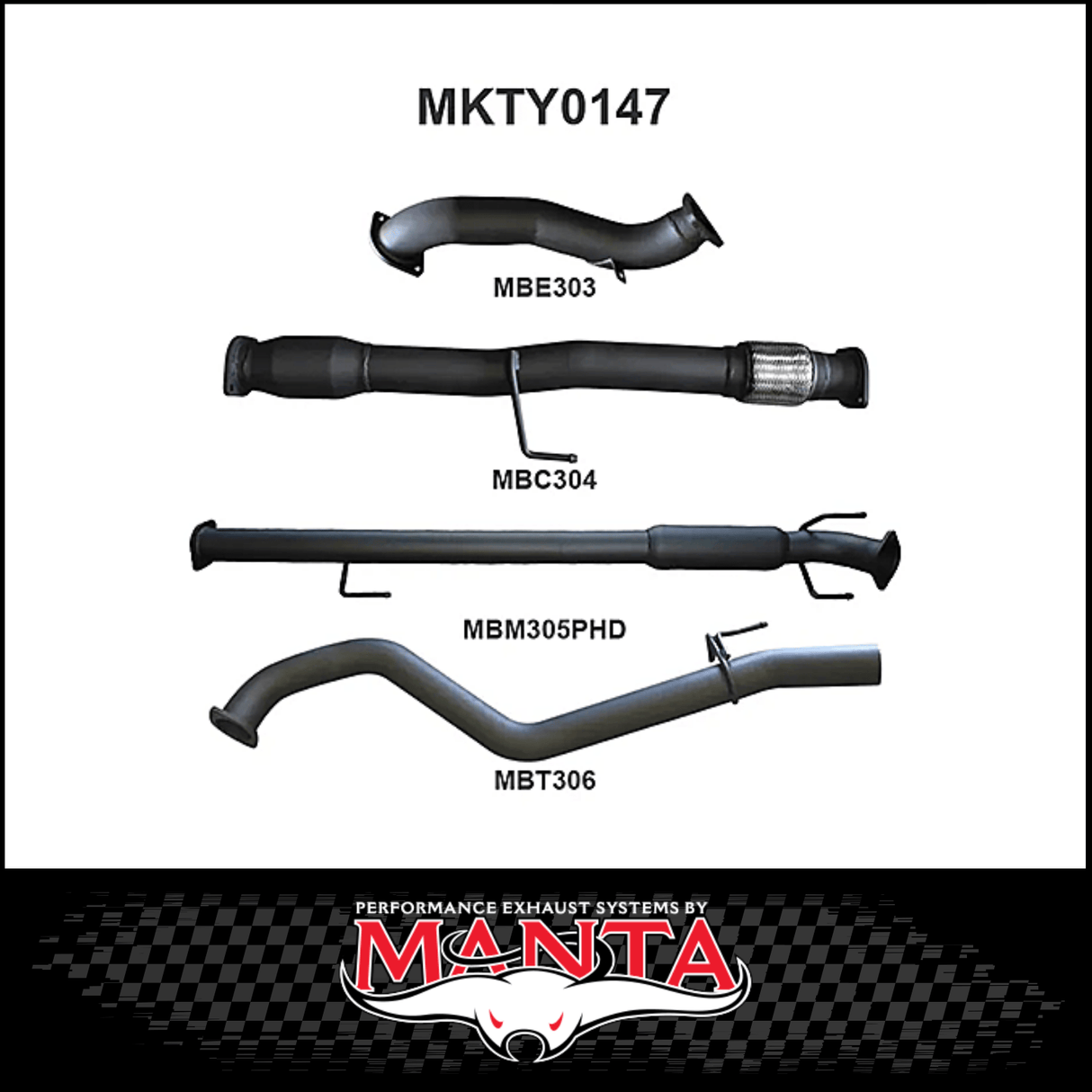 MANTA 3" STAINLESS STEEL TURBO BACK EXHAUST SYSTEM FITS TOYOTA HILUX KUN26R N70 3.0L 4CYL 2005-2015