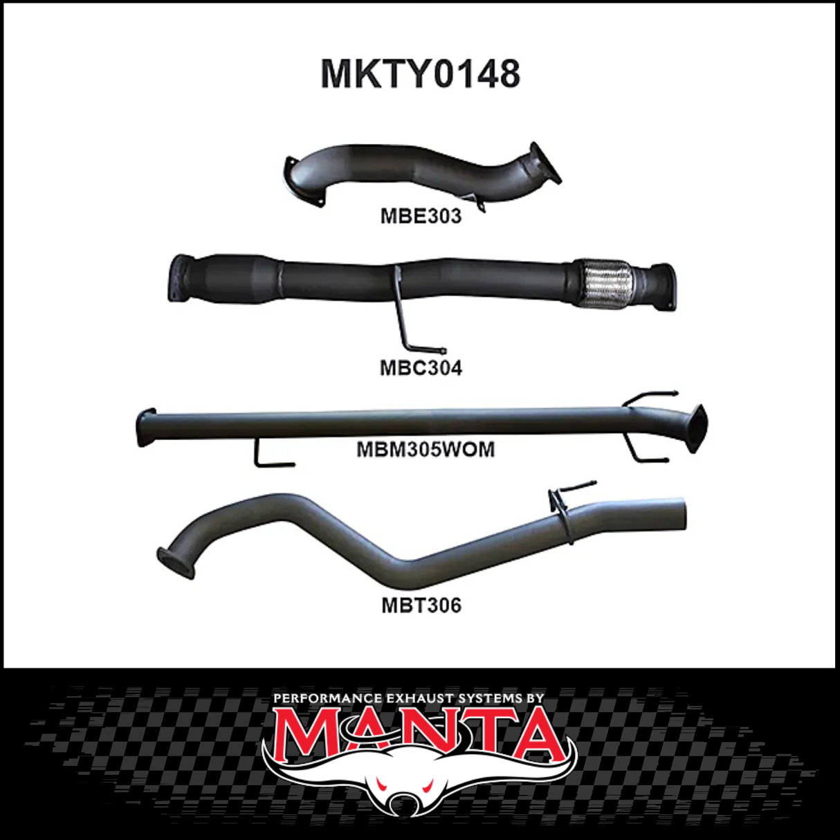 MANTA 3" STAINLESS STEEL TURBO BACK EXHAUST SYSTEM FITS TOYOTA HILUX KUN26R N70 3.0L 4CYL 2005-2015