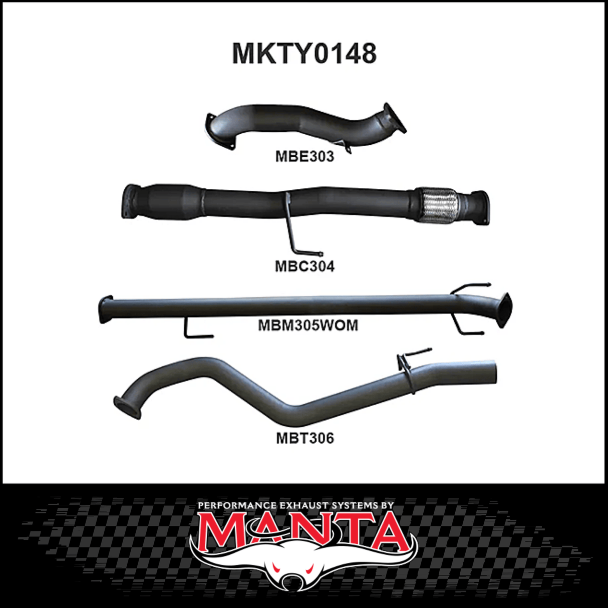 MANTA 3" STAINLESS STEEL TURBO BACK EXHAUST SYSTEM FITS TOYOTA HILUX KUN26R N70 3.0L 4CYL 2005-2015