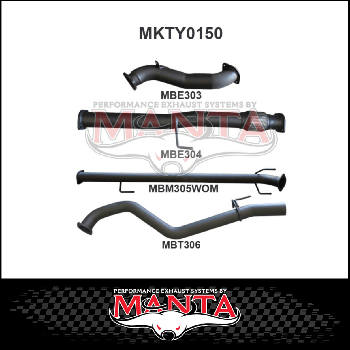 MANTA 3" STAINLESS STEEL TURBO BACK EXHAUST SYSTEM FITS TOYOTA HILUX KUN26R N70 3.0L 4CYL 2005-2015