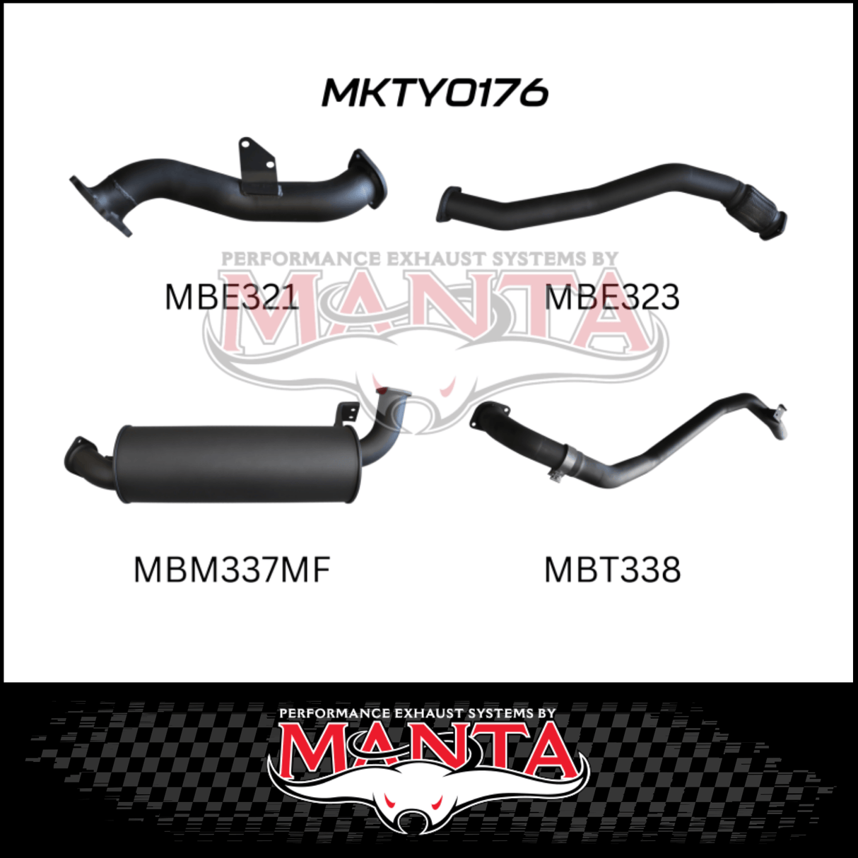 MANTA 3" TURBO BACK EXHAUST SYSTEM WITH MUFFLER FITS TOYOTA LANDCRUISER HZJ80R 4.2L 1HZ DIESEL WITH CT26 TURBO 1990-1997 (MKTY0176)