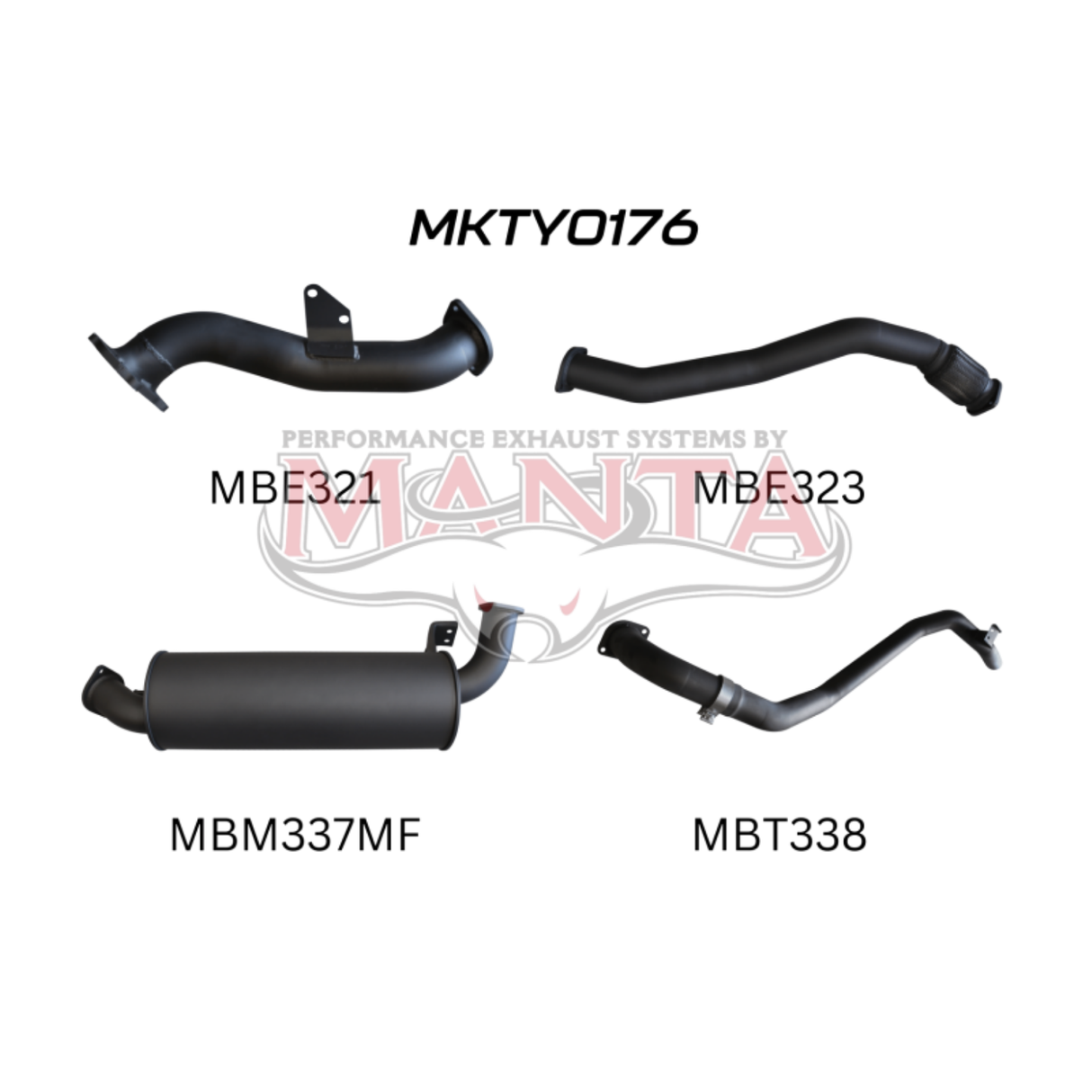 MANTA 3" TURBO BACK EXHAUST SYSTEM WITH MUFFLER FITS TOYOTA LANDCRUISER HZJ80R 4.2L 1HZ DIESEL WITH CT26 TURBO 1990-1997 (MKTY0176)