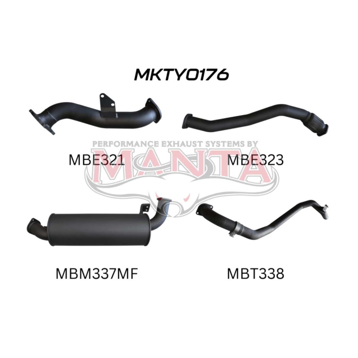 MANTA 3" TURBO BACK EXHAUST SYSTEM WITH MUFFLER FITS TOYOTA LANDCRUISER HZJ80R 4.2L 1HZ DIESEL WITH CT26 TURBO 1990-1997 (MKTY0176)