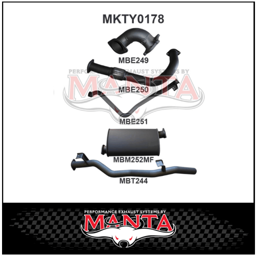 MANTA 3" TURBO BACK EXHAUST SYSTEM WITH MUFFLER FITS TOYOTA LANDCRUISER HZJ79R 4.2L 1HZ WITH CT26 TURBO 1999-2007 (MKTY0178)