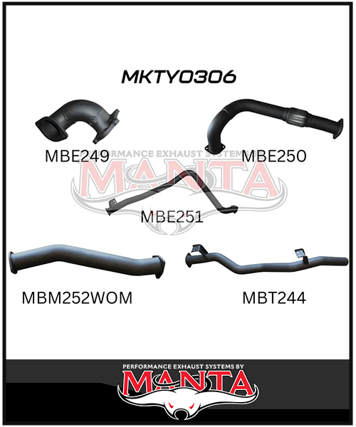 MANTA 3" TURBO BACK EXHAUST SYSTEM WITH PIPE ONLY FITS TOYOTA LANDCRUISER HDJ79R 4.2L 1HD TURBO 2001-2007 (MKTY0306)