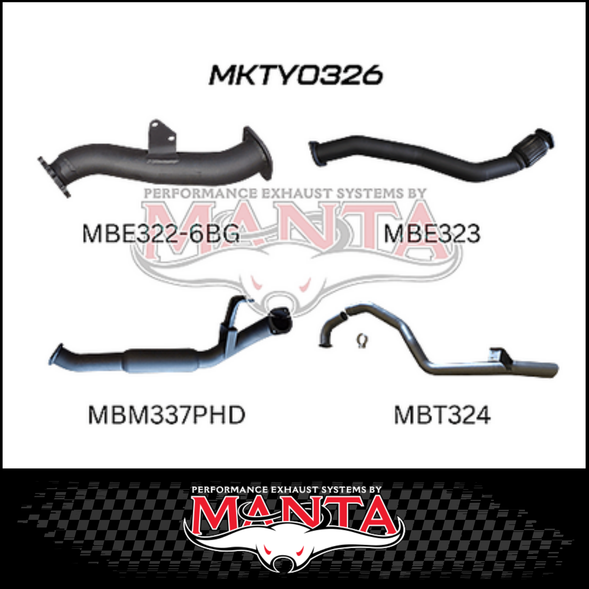 MANTA 3" TURBO BACK EXHAUST SYSTEM FITS TOYOTA LANDCRUISER HZJ105R 4.2L 1HZ WITH 6 BOLT GARRETT TURBO 1998-2007 (MKTY0326)