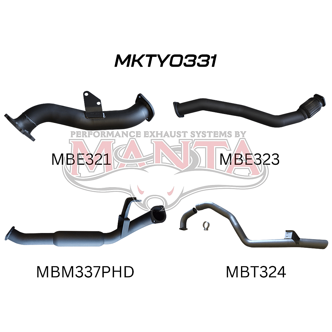MANTA 3" TURBO BACK EXHAUST SYSTEM FITS TOYOTA LANDCRUISER HZJ105R 4.2L 1HZ WITH CT26 TURBO 1998-2007 (MKTY0331)