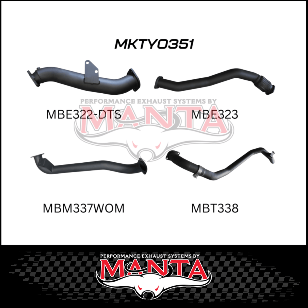 MANTA 3" TURBO BACK EXHAUST SYSTEM WITH PIPE ONLY FITS TOYOTA LANDCRUISER HZJ80R 4.2L 1HZ DIESEL WITH DTS TURBO 1990-1997 (MKTY0351)