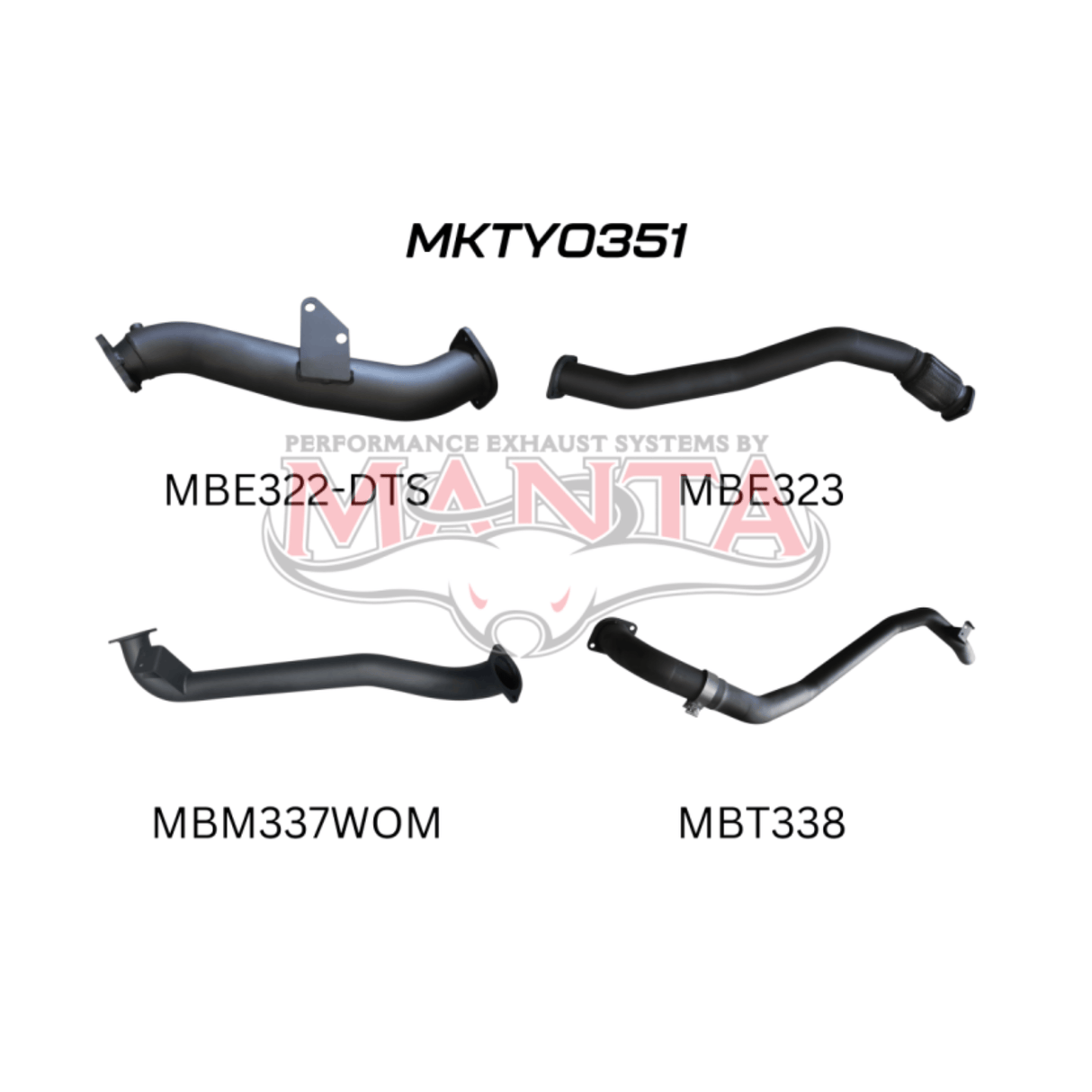 MANTA 3" TURBO BACK EXHAUST SYSTEM WITH PIPE ONLY FITS TOYOTA LANDCRUISER HZJ80R 4.2L 1HZ DIESEL WITH DTS TURBO 1990-1997 (MKTY0351)