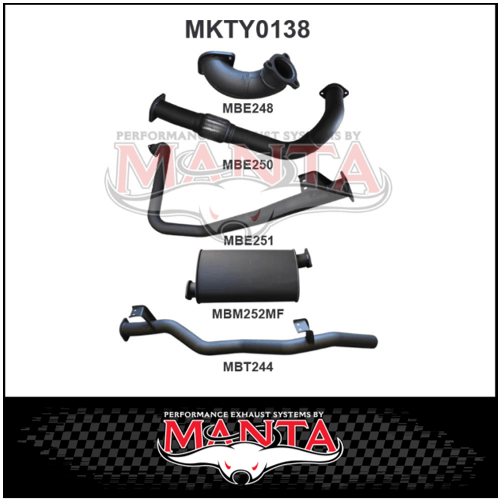 MANTA 3" TURBO BACK EXHAUST SYSTEM WITH MUFFLER FITS TOYOTA LANDCRUISER HZJ79R 4.2L 1HZ WITH DTS TURBO 1999-2007 (MKTY0138)
