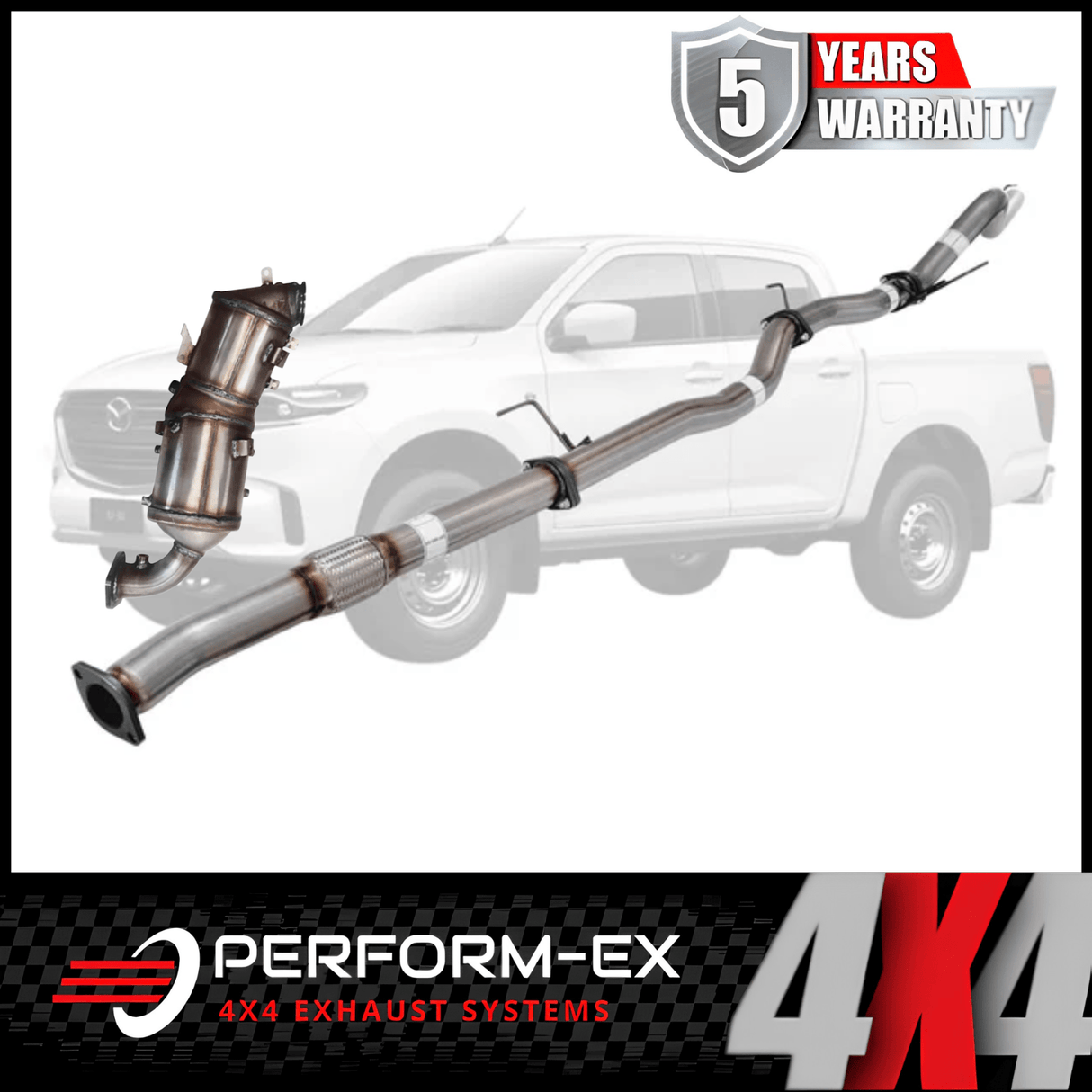 PERFORM-EX 3" STAINLESS STEEL TURBO BACK EXHAUST SYSTEM WITH DPF DUMMY FITS MAZDA BT-50 RG 3.0L 4CYL 7/2020-ON