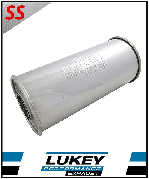 UNIVERSAL STAINLESS STEEL MUFFLER 2" CENTRE/CENTRE - 12" LONG X 5" ROUND - MEGA FLOW (N518MN-430L)