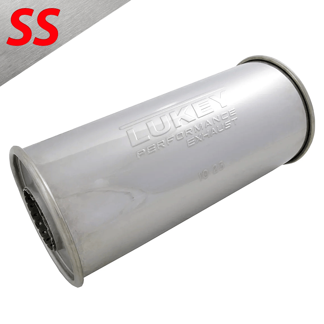 UNIVERSAL STAINLESS STEEL MUFFLER 2" CENTRE/CENTRE - 12" LONG X 5" ROUND - MEGA FLOW (N518MN-430L)