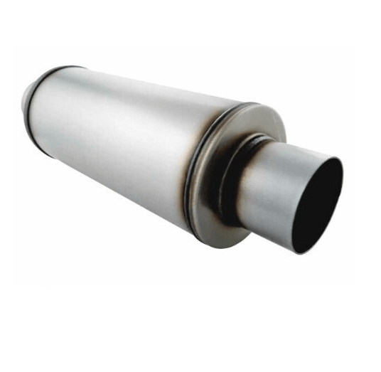 UNIVERSAL 409 STAINLESS STEEL MUFFLER 4" CENTRE/CENTRE - 14" LONG X 6" ROUND - MEGA FLOW (O1026M-409)