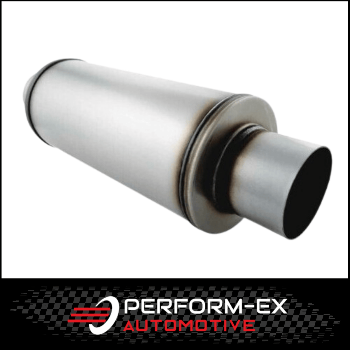 UNIVERSAL 409 STAINLESS STEEL MUFFLER 4" CENTRE/CENTRE - 14" LONG X 6" ROUND - MEGA FLOW (O1026M-409)