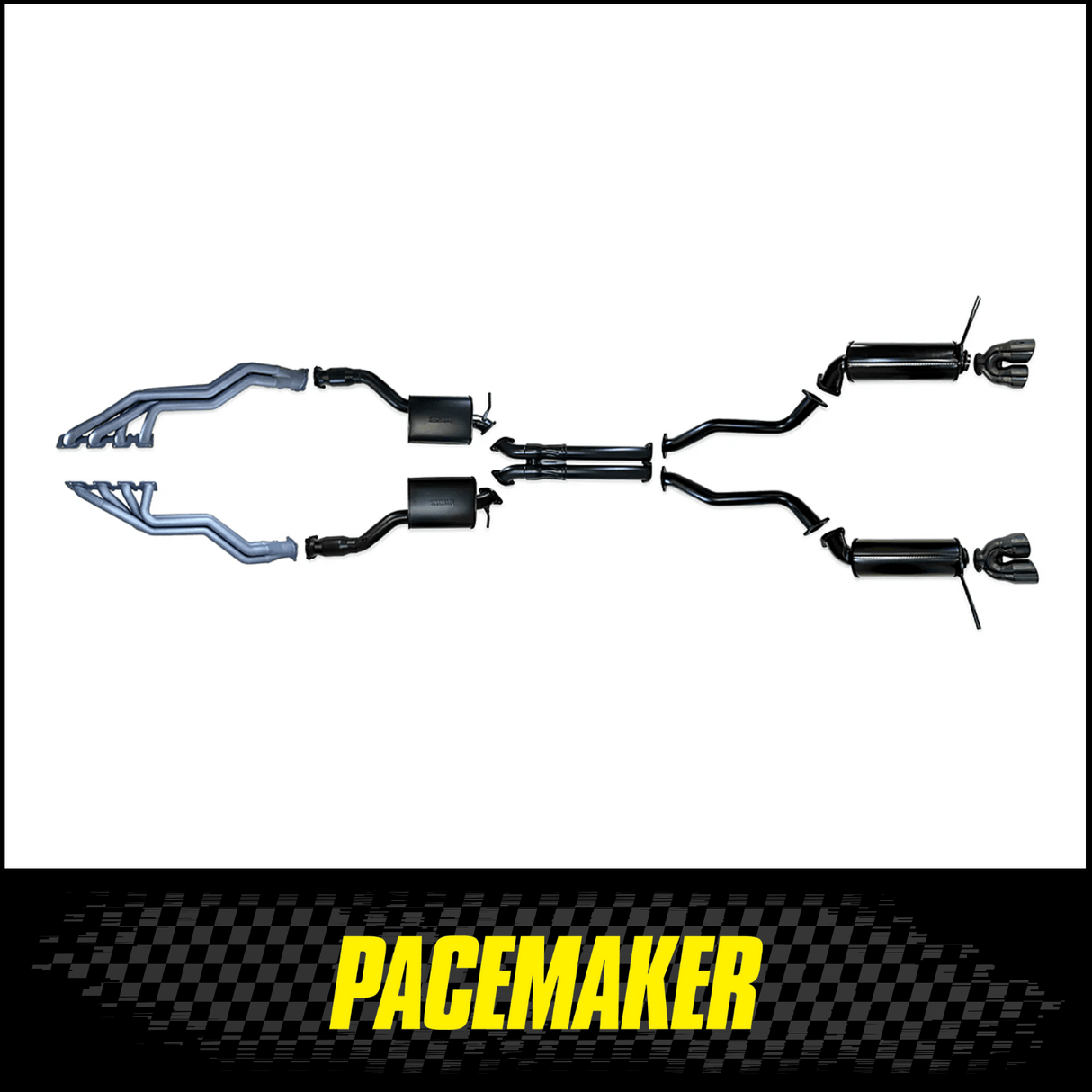 PACEMAKER CERAMIC COATED HEADERS, CATS AND 3in CATBACK EXHAUST SYSTEM FITS JEEP GRAND CHEROKEE WK2 TRACKHAWK 6.4L SUPERCHARGED V8 2018-2021 (PP2655-53)