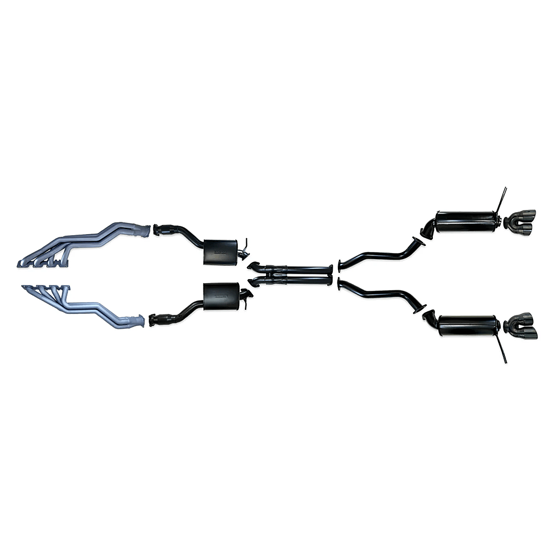 PACEMAKER CERAMIC COATED HEADERS, CATS AND 3in CATBACK EXHAUST SYSTEM FITS JEEP GRAND CHEROKEE WK2 TRACKHAWK 6.4L SUPERCHARGED V8 2018-2021 (PP2655-53)