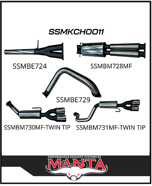 MANTA CATBACK EXHAUST SYSTEM WITH QUAD TIPS FITS CHEVROLET SILVERADO 1500 ZR1 6.2L V8 (SSMKCH0011)