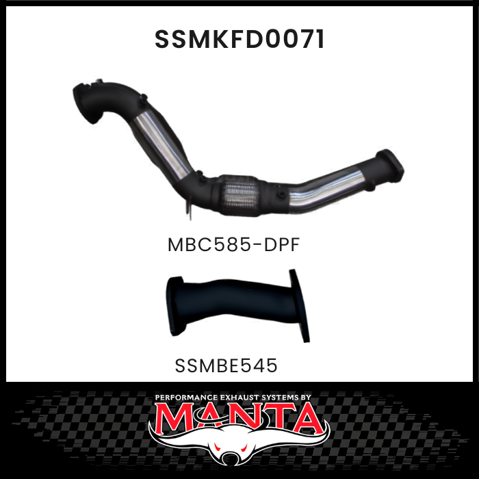 MANTA 3" STAINLESS STEEL DPF DELETE KIT TO BOLT TO STANDARD OEM SYSTEM FITS FORD RANGER PXII PXIII 3.2L 10/2016-2022 - WITH CAT (SSMKFD0071)